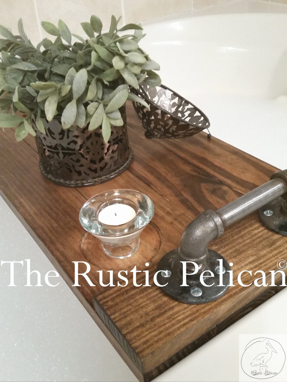 RusticBathtubTrayWoodBathTrayiPadTrayCoffeeTableTrayIndustr