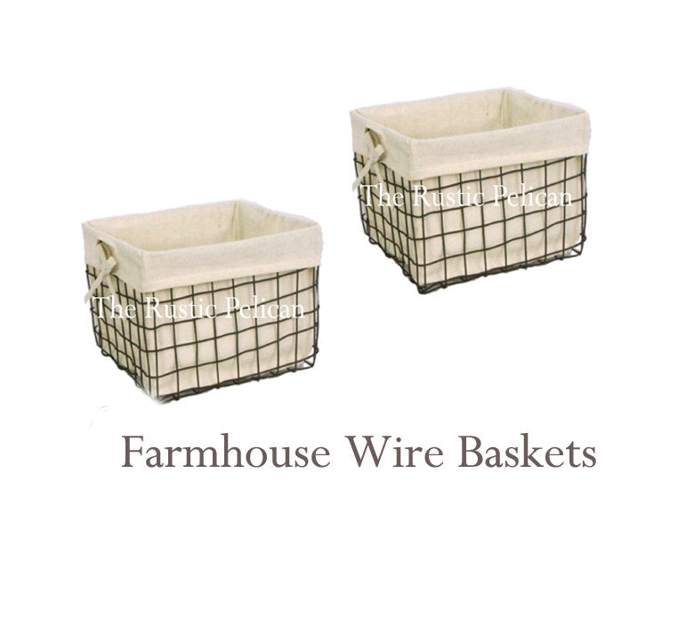 Rustic Farmhouse Wire baskets, Bathroom Storage - The Rustic Pelican